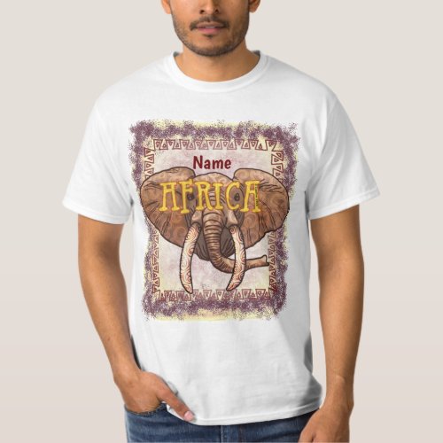 Sepia Africa Elephant custom name t_shirt