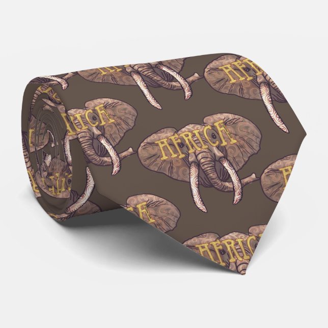 Sepia Afrrica Elephant Tie (Rolled)