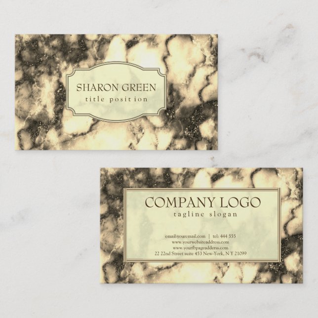 Sepia And Dark Brown Marble Stone Business Card (Front/Back)