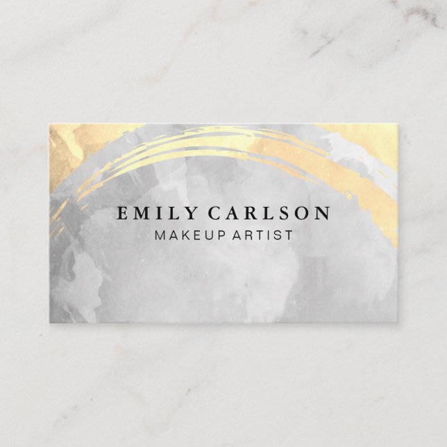 Sepia and Gray Watercolor Business Card (Front)