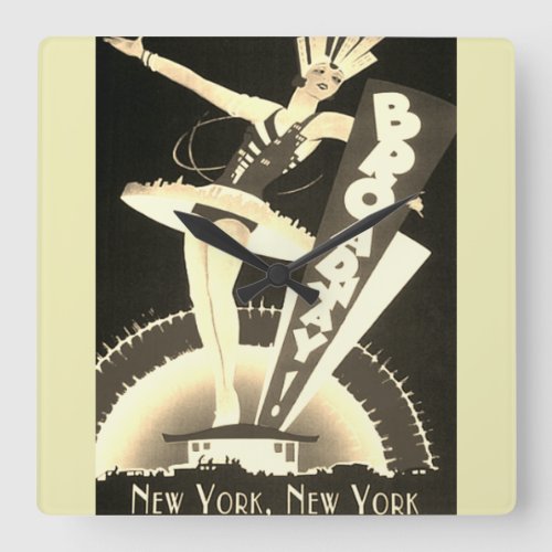 Sepia Art Deco Broadway New York Clock