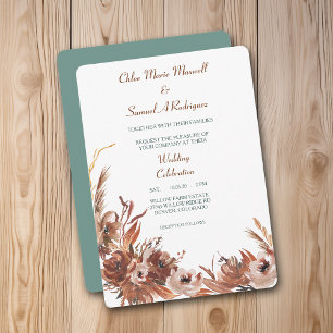 Sepia Autumn Floral Wedding Invitation