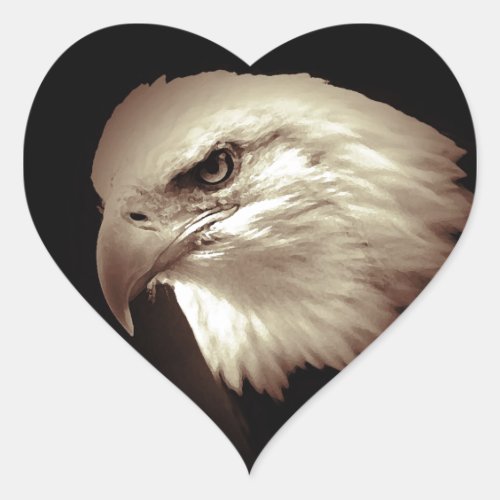 Sepia Bald Eagle Heart Sticker