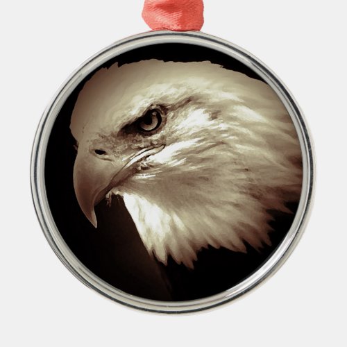 Sepia Bald Eagle Metal Ornament