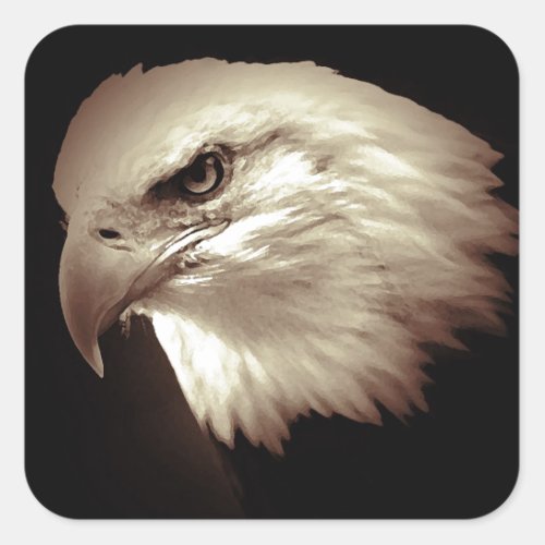 Sepia Bald Eagle Square Sticker
