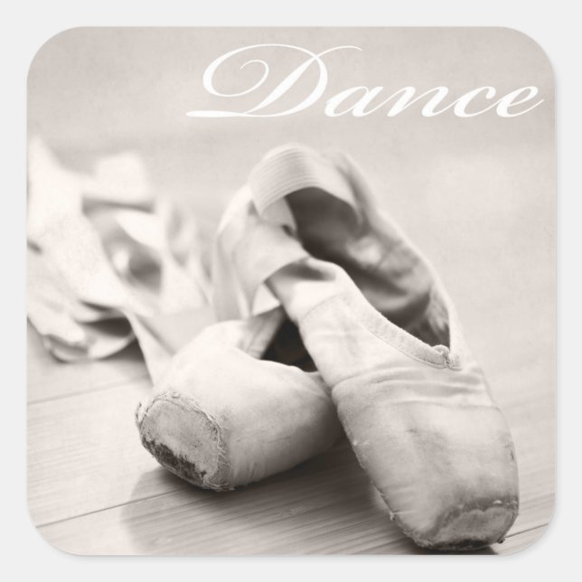 Sepia Ballet Slipper Pointe Shoes Dance Template Square Sticker (Front)