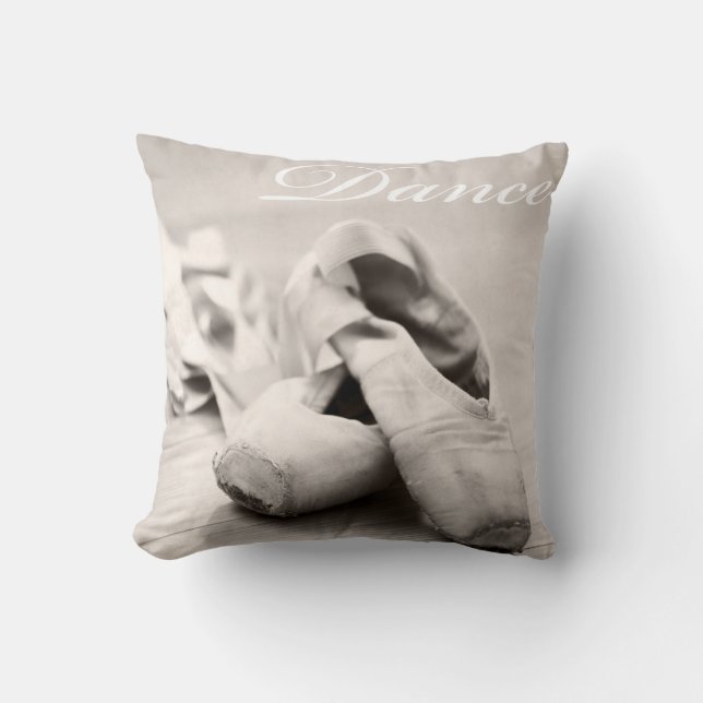 Sepia Ballet Slipper Pointe Shoes Dance Template Throw Pillow (Front)