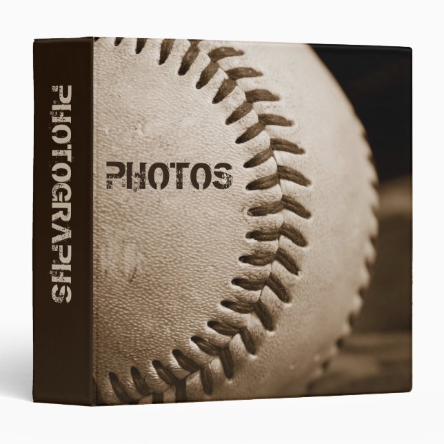 Sepia Baseball 1.5" Photo Album Binder (Front/Spine)