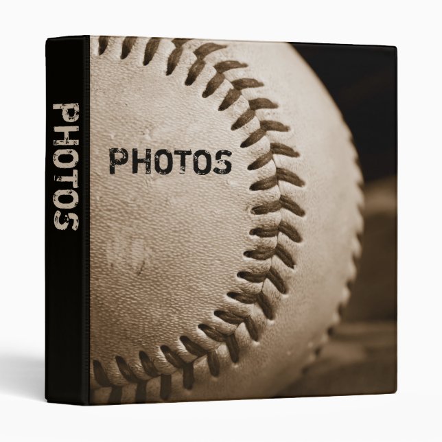 Sepia Baseball 1" Photo Album 3 Ring Binder (Front/Spine)