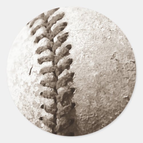 Sepia Baseball Classic Round Sticker