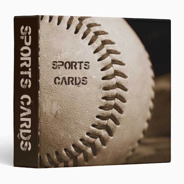 Sepia Baseball Football 1.5" Sports Cards Album Binder (Front/Spine)