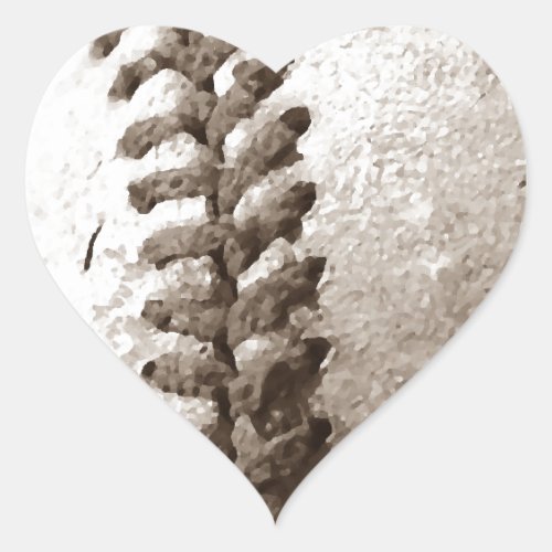 Sepia Baseball Heart Sticker