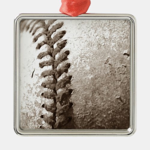Sepia Baseball Metal Ornament