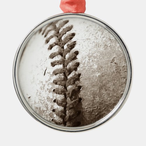 Sepia Baseball Metal Ornament