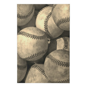 Sepia Baseball Unique Artwork Vintage Retro Faux Canvas Print