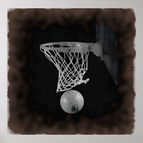 Sepia Basketball Artwork Poster