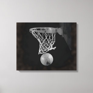 Sepia Basketball Artwork Wrapped Canvas Print