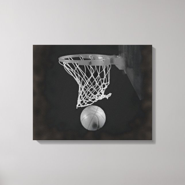 Sepia Basketball Artwork Wrapped Canvas Print (Front)