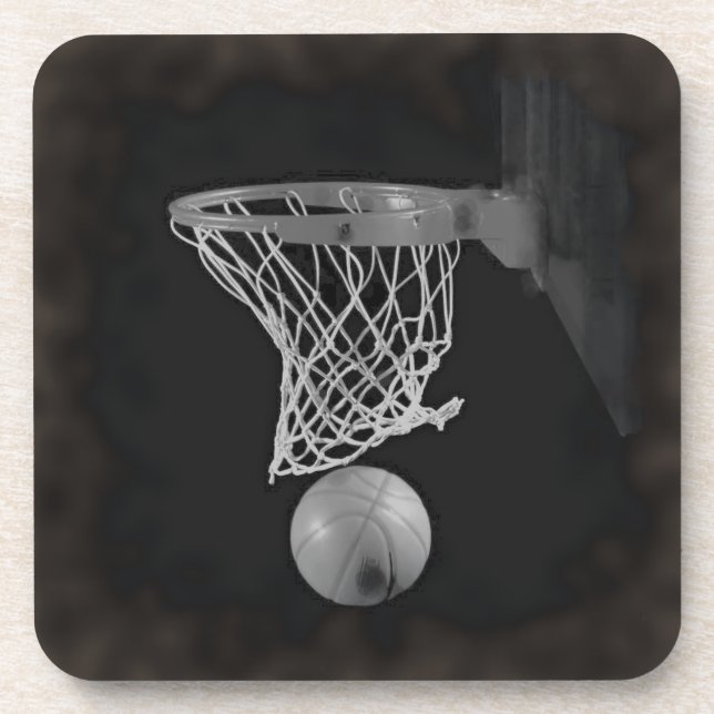 Sepia Basketball Beverage Coaster (Front)