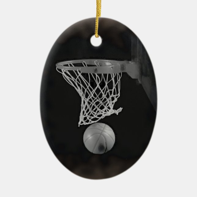Sepia Basketball Ceramic Ornament (Front)