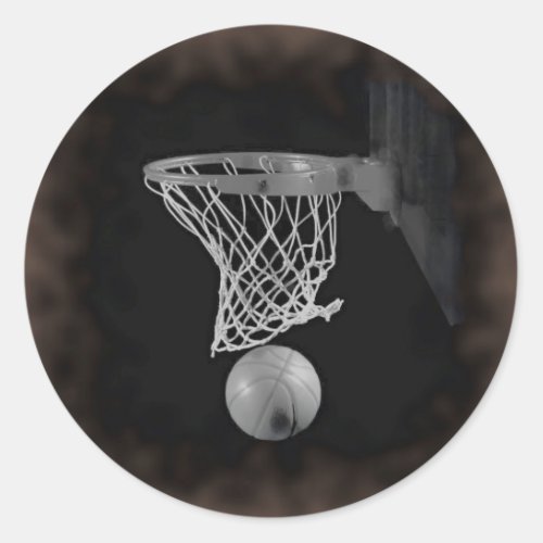 Sepia Basketball Classic Round Sticker