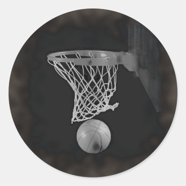 Sepia Basketball Classic Round Sticker (Front)