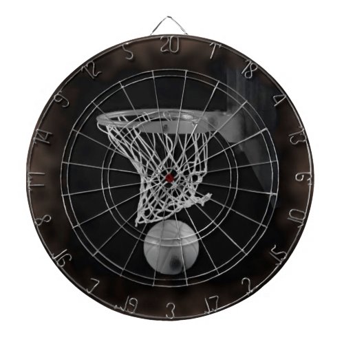 Sepia Basketball Dartboard With Darts