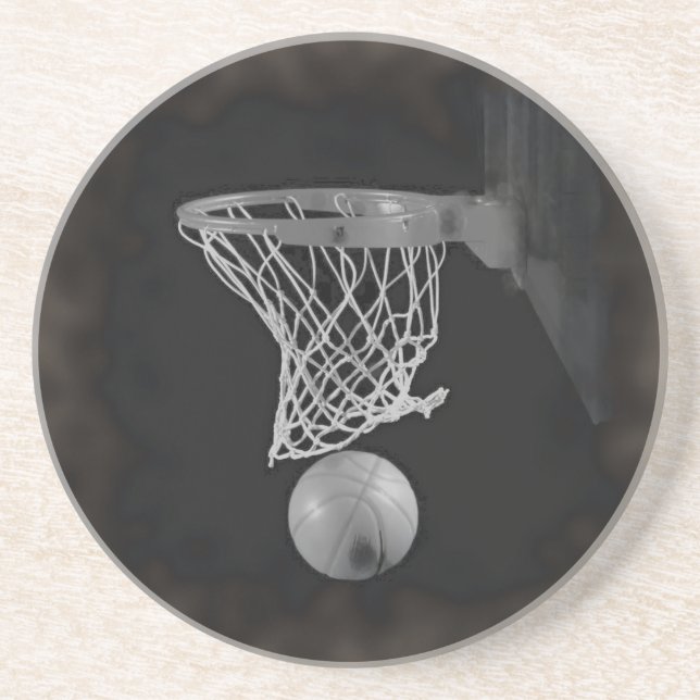 Sepia Basketball Drink Coaster (Front)