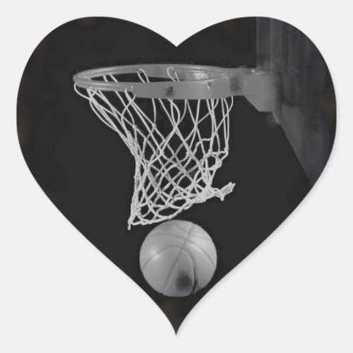 Sepia Basketball Heart Sticker