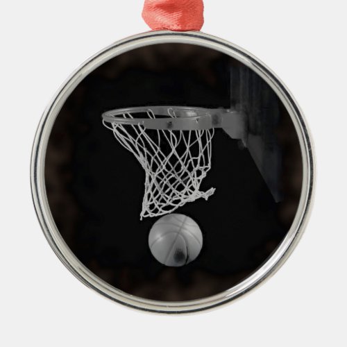 Sepia Basketball Metal Ornament