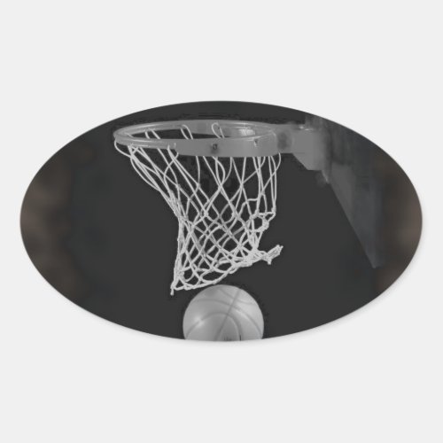 Sepia Basketball Oval Sticker