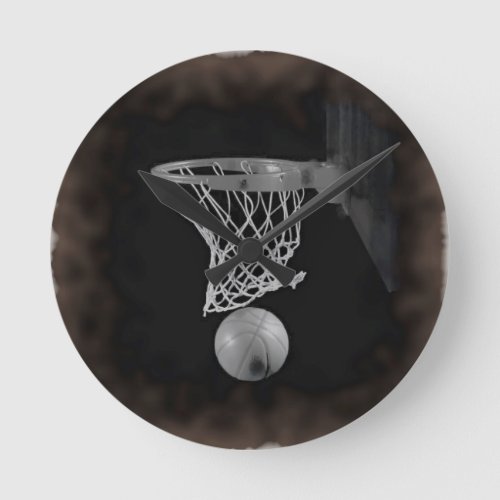 Sepia Basketball Round Clock