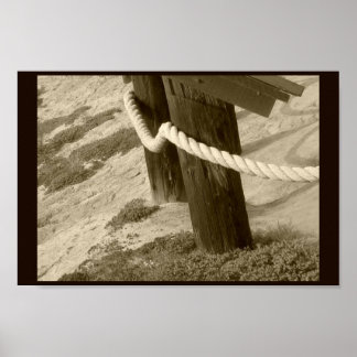 Sepia Beach Rope Photo Poster