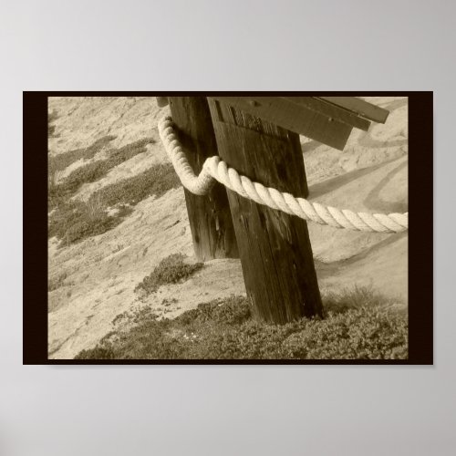 Sepia Beach Rope Photo Poster