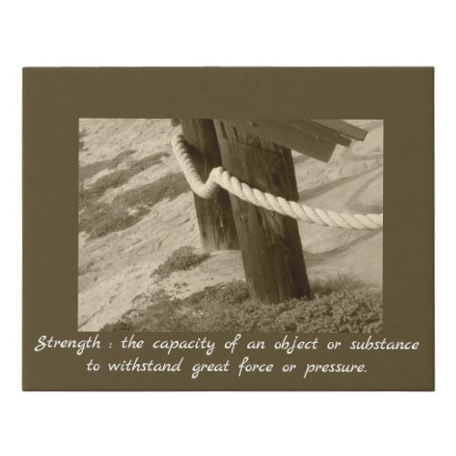 Sepia Beach Rope Photo with Strength Definition Faux Canvas Print