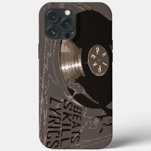 Sepia BEATS LYRICS SKILLS Record Player Turntable iPhone 13 Pro Max Case