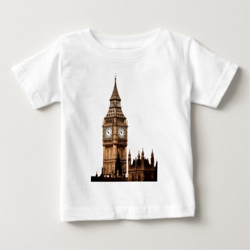 Sepia Big Ben Tower Baby T_Shirt