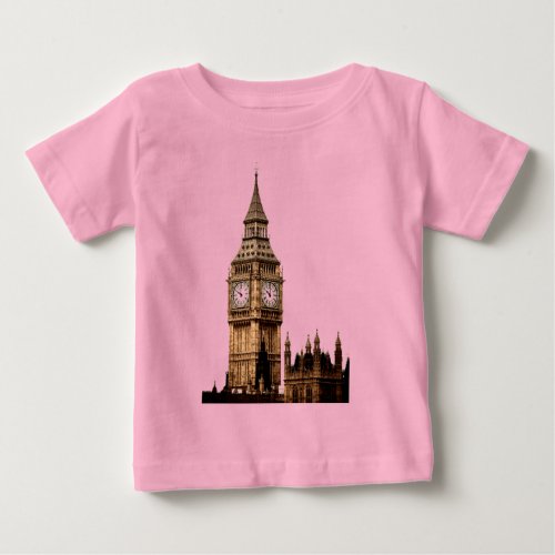 Sepia Big Ben Tower Baby T_Shirt