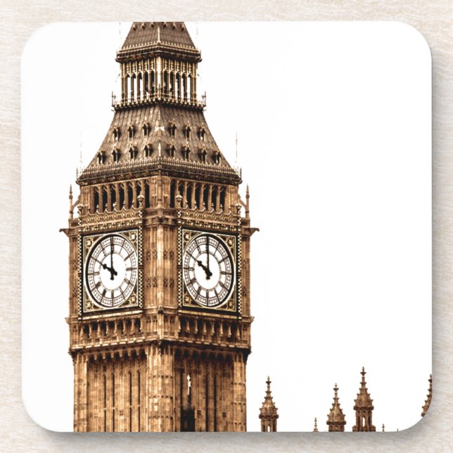 Sepia Big Ben Tower Beverage Coaster (Front)