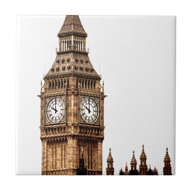 Sepia Big Ben Tower Ceramic Tile (Front)