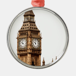 Sepia Big Ben Tower Metal Ornament