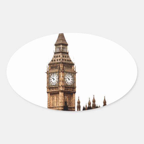 Sepia Big Ben Tower Oval Sticker