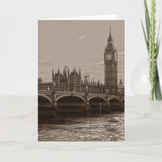 Sepia Big Ben Tower Palace of Westminster Card (Front)
