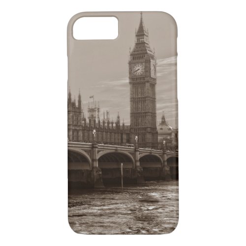 Sepia Big Ben Tower Palace of Westminster iPhone 87 Case