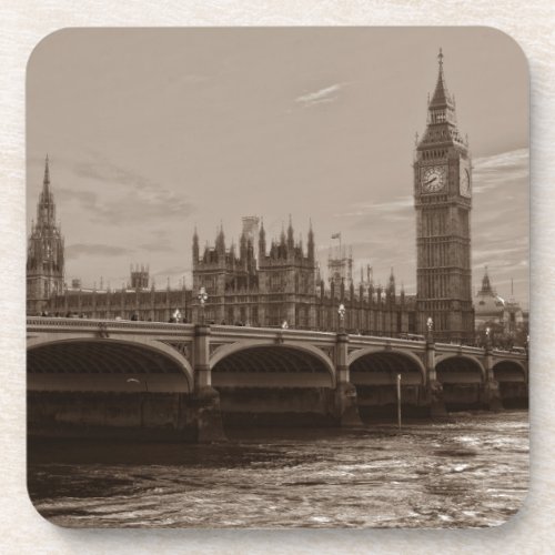 Sepia Big Ben Tower Palace of Westminster Coaster