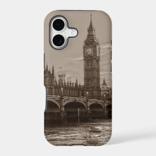 Sepia Big Ben Tower Palace of Westminster iPhone 17 Case