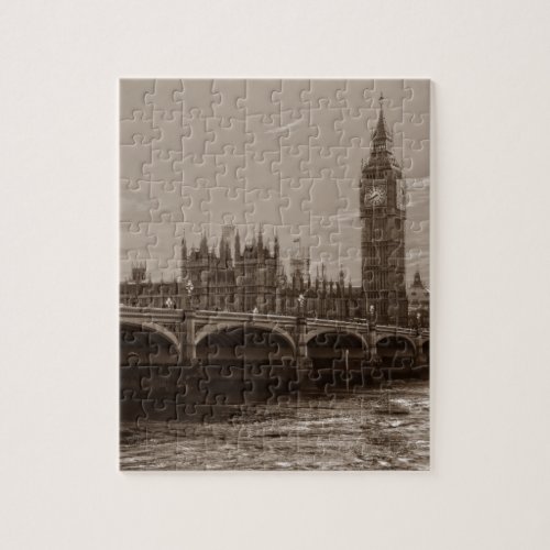 Sepia Big Ben Tower Palace of Westminster Jigsaw Puzzle