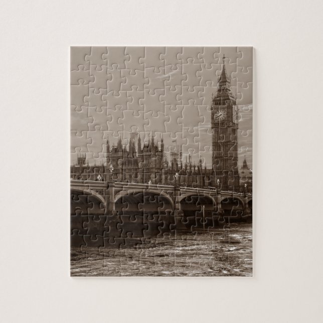 Sepia Big Ben Tower Palace of Westminster Jigsaw Puzzle (Vertical)