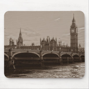 Sepia Big Ben Tower Palace of Westminster Mouse Pad