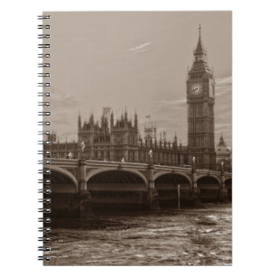 Sepia Big Ben Tower Palace of Westminster Notebook